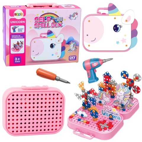 LEAN Toys Zestaw Klocków Konstrukcyjnych Wkrętarka Jednorożec DIY
