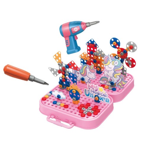 LEAN Toys Zestaw Klocków Konstrukcyjnych Wkrętarka Jednorożec DIY