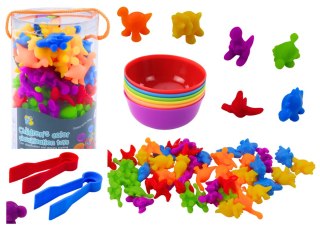 LEAN Toys Zestaw Sorter Edukacyjny Nauka Kolorów Liczenia Dinozaury 48 El