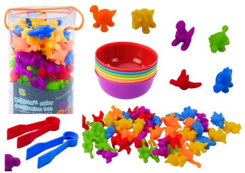 LEAN Toys Zestaw Sorter Edukacyjny Nauka Kolorów Liczenia Dinozaury 48 El