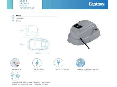 Bestway Bestway Podgrzewacz wody do basenu - grzałka wodna 58259