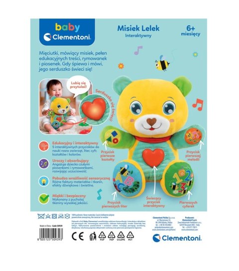 Clementoni Kolorowy Interaktywny Misiek Lelek Język Polski Clementoni 50939