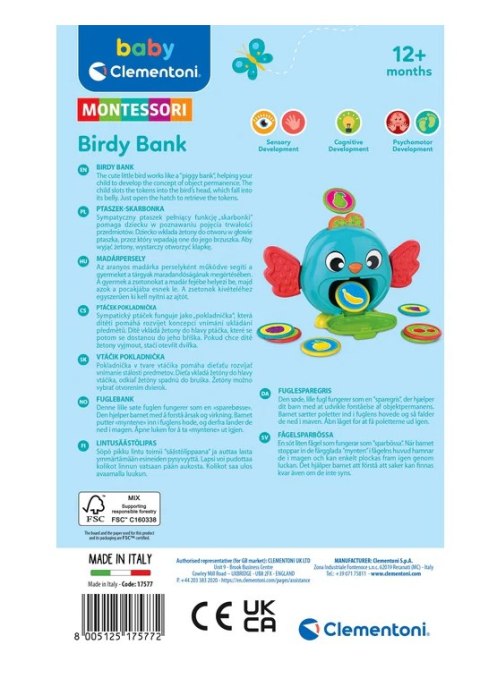 Clementoni Kolorowy Ptaszek Skarbonka Clementoni 17577