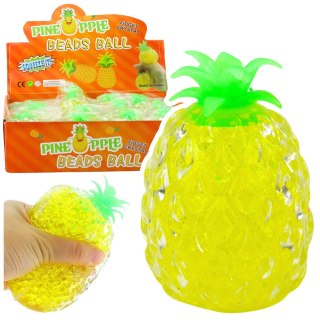 LEAN TOYS Gniotek Ananas Owoc Antystresowy Z Kulkami Hydrożelowymi Żółty