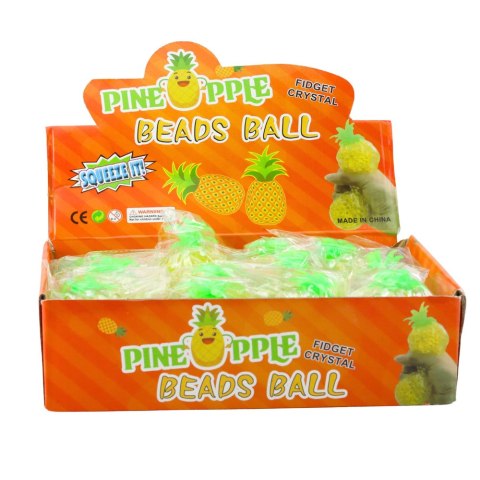 LEAN TOYS Gniotek Ananas Owoc Antystresowy Z Kulkami Hydrożelowymi Żółty