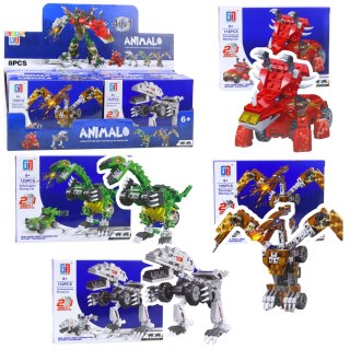 LEAN TOYS Klocki Konstrukcyjne Dinozaur Auto 2w1 105-132 el. Mix