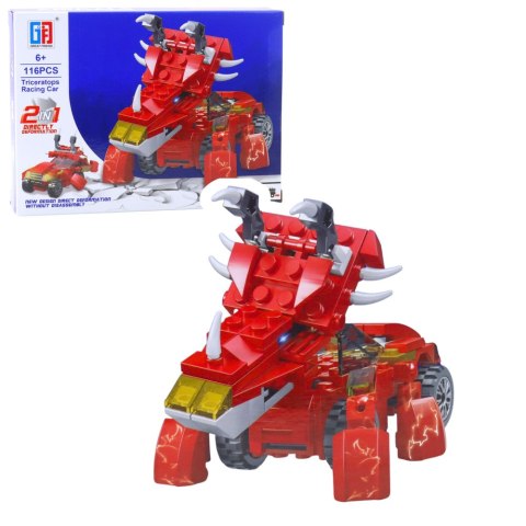 LEAN TOYS Klocki Konstrukcyjne Dinozaur Auto 2w1 105-132 el. Mix