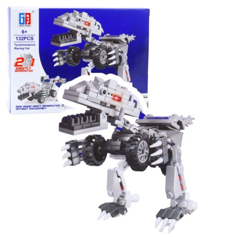 LEAN TOYS Klocki Konstrukcyjne Dinozaur Auto 2w1 105-132 el. Mix