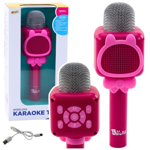LEAN Toys Bezprzewodowy Mikrofon Bluetooth Do Karaoke Nagrywanie Zmiana Głosu Różowy
