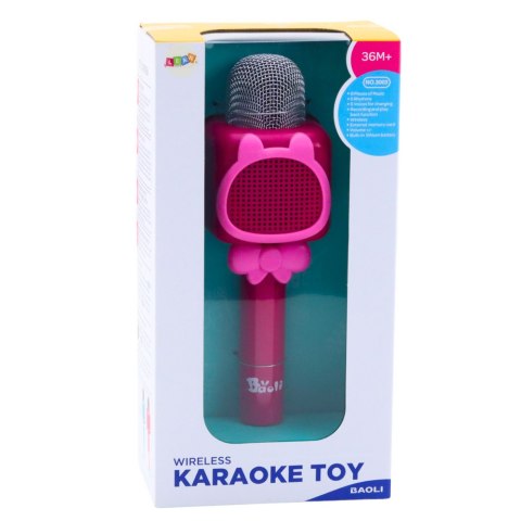 LEAN Toys Bezprzewodowy Mikrofon Bluetooth Do Karaoke Nagrywanie Zmiana Głosu Różowy