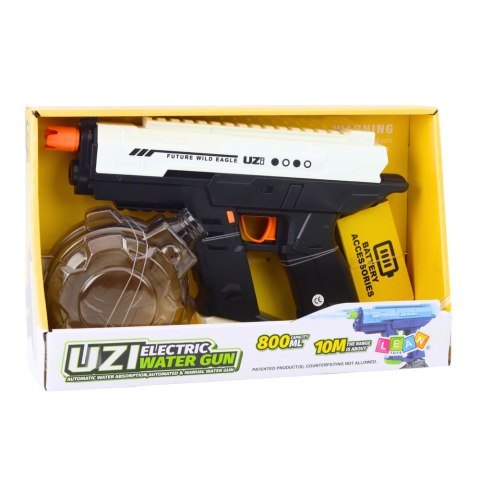 LEAN Toys Elektryczny Pistolet Na Wodę Automatyczny 10m Czarno Biały 800ml