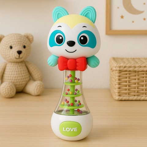 LEAN Toys Grzechotka Zabawka Dla Niemowlaka Miś Z Kolorowymi Kuleczkami