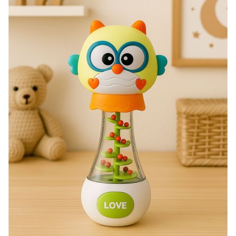 LEAN Toys Grzechotka Zabawka Dla Niemowlaka Sowa Z Kolorowymi Kuleczkami