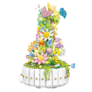 LEAN Toys Klocki Konstrukcyjne Kompozycja Kwiatowa Z Motylami Światła LED 1399 el.