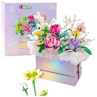 LEAN Toys Klocki Konstrukcyjne Kompozycja W Pudełku Box Kwiatowy Fioletowy LED 706el.
