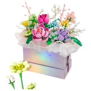 LEAN Toys Klocki Konstrukcyjne Kompozycja W Pudełku Box Kwiatowy Fioletowy LED 706el.