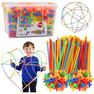 LEAN Toys Klocki Konstrukcyjne Słomki Straws 3D 4D W Kuferku Kolorowe 1000 el.