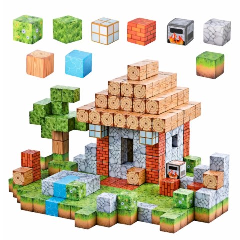 LEAN Toys Klocki Magnetyczne Konstrukcyjne Kostki Kwadratowy Świat 3D 312 el.