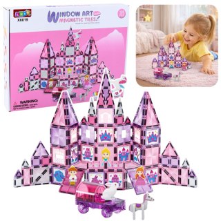 LEAN Toys Klocki Magnetyczne Okienka Witraże Do Malowania Pisaki Różowe 126 el.