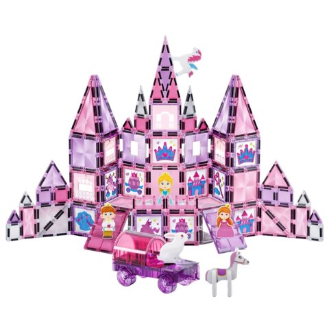 LEAN Toys Klocki Magnetyczne Okienka Witraże Do Malowania Pisaki Różowe 126 el.