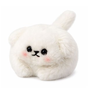 LEAN Toys Pluszowy Biały Piesek z Kręcącym Ogonkiem Dźwięki Piszczenia Brelok 9 cm