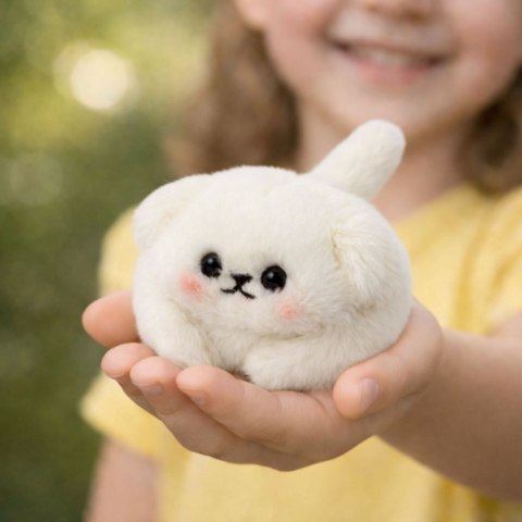 LEAN Toys Pluszowy Biały Piesek z Kręcącym Ogonkiem Dźwięki Piszczenia Brelok 9 cm