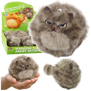 LEAN Toys Pluszowy Brązowy Kotek z Kręcącym Ogonkiem Dźwięki Piszczenia Brelok 9 cm