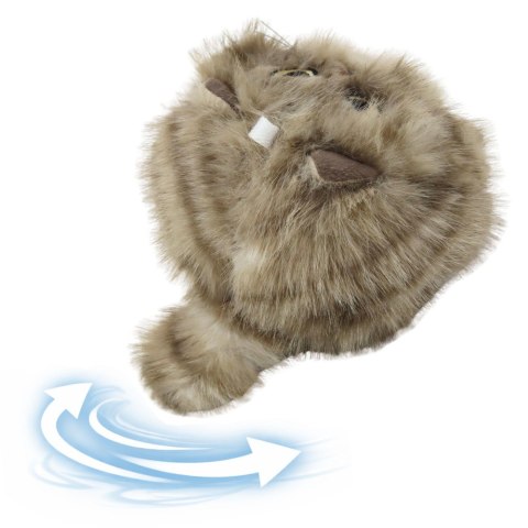 LEAN Toys Pluszowy Brązowy Kotek z Kręcącym Ogonkiem Dźwięki Piszczenia Brelok 9 cm