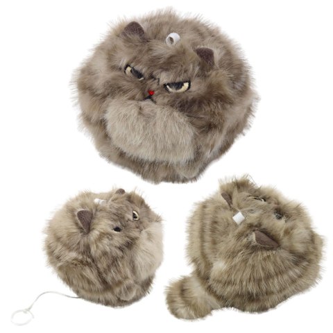 LEAN Toys Pluszowy Brązowy Kotek z Kręcącym Ogonkiem Dźwięki Piszczenia Brelok 9 cm