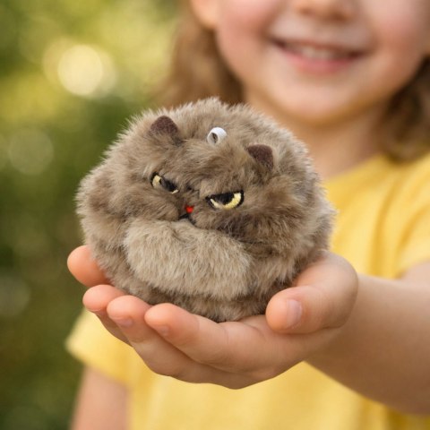 LEAN Toys Pluszowy Brązowy Kotek z Kręcącym Ogonkiem Dźwięki Piszczenia Brelok 9 cm