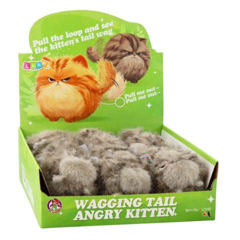 LEAN Toys Pluszowy Brązowy Kotek z Kręcącym Ogonkiem Dźwięki Piszczenia Brelok 9 cm