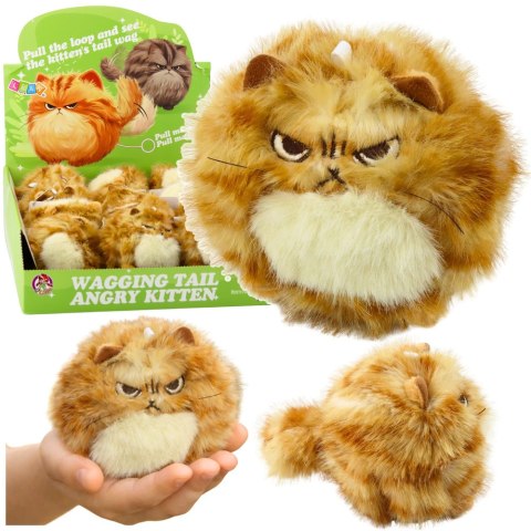 LEAN Toys Pluszowy Rudy Kotek z Kręcącym Ogonkiem Dźwięki Piszczenia Brelok 9 cm