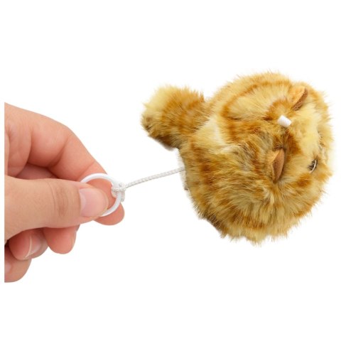 LEAN Toys Pluszowy Rudy Kotek z Kręcącym Ogonkiem Dźwięki Piszczenia Brelok 9 cm