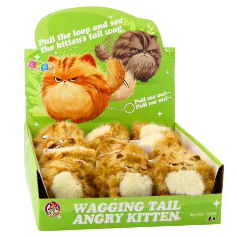 LEAN Toys Pluszowy Rudy Kotek z Kręcącym Ogonkiem Dźwięki Piszczenia Brelok 9 cm