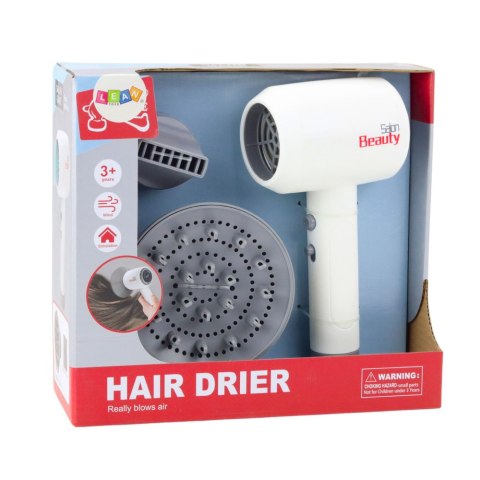 LEAN Toys Suszarka Do Włosów Zabawkowa Dwie Końcówki Dźwięk Biała