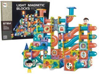 LEAN Toys Świecąca Zjeżdżalnia Dla Kulek Klocki Magnetyczne 292 Elementy