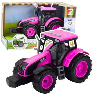 LEAN Toys Traktor Farmerski Rolniczy Na Baterie Światła Dźwięki Różowy