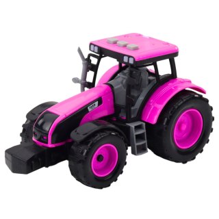 LEAN Toys Traktor Farmerski Rolniczy Na Baterie Światła Dźwięki Różowy