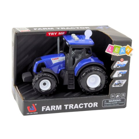 LEAN Toys Traktor Farmerski Rolniczy Światła Dźwięki Niebieski 1:36