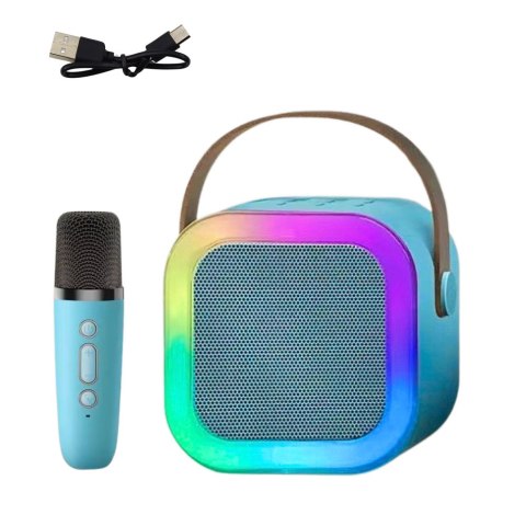LEAN Toys Zestaw Karaoke Głośnik Mikrofon Bezprzewodowy K12 RGB Bluetooth Niebieski