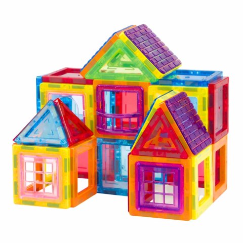LEAN Toys Zestaw Klocki Magnetyczne Konstrukcyjne Edukacyjne Kolorowe 70el