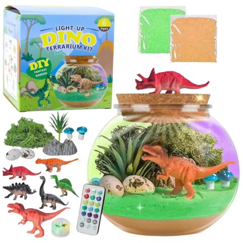 LEAN Toys Zestaw Kreatywny Terrarium Dla Dinozaurów DIY Lampka LED Pilot