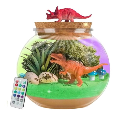 LEAN Toys Zestaw Kreatywny Terrarium Dla Dinozaurów DIY Lampka LED Pilot