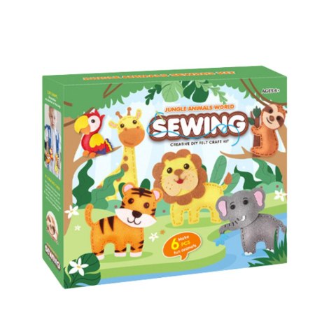 LEAN Toys Zestaw Kreatywny Wyszywanki Filcowe Zwierzątka Dżungli 6szt