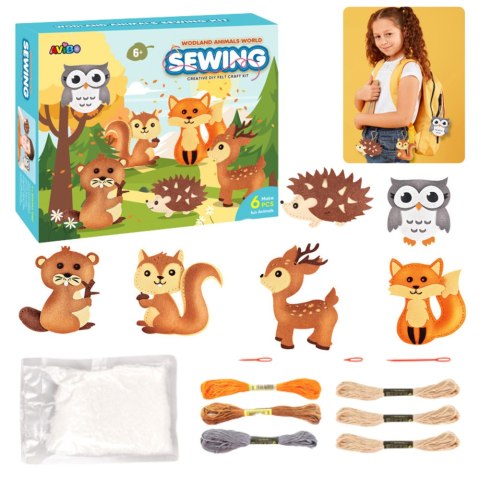 LEAN Toys Zestaw Kreatywny Wyszywanki Filcowe Zwierzątka Leśne 6szt