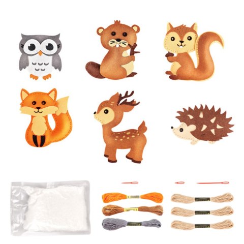 LEAN Toys Zestaw Kreatywny Wyszywanki Filcowe Zwierzątka Leśne 6szt