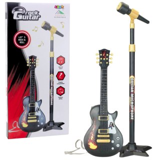 LEAN Toys Zestaw Muzyczny Dla Dzieci Gitara Statyw Z Mikrofonem Czarny