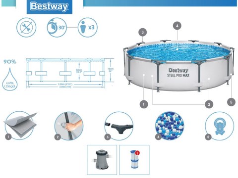 Bestway Bestway Basen STELAŻOWY 4678L 305x76cm 8w1 56408
