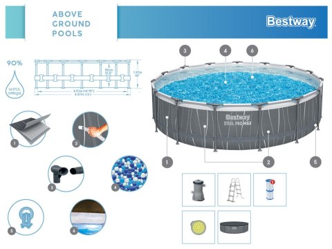 Bestway Bestway Basen STELAŻOWY z kolorowym podświetleniem LED 457x107cm 7w1 561GD