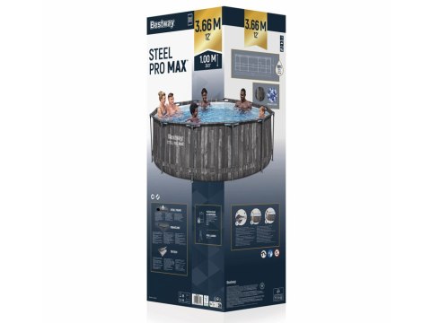 Bestway Bestway Basen stelażowy 366x100cm 8w1 drewno 5614X